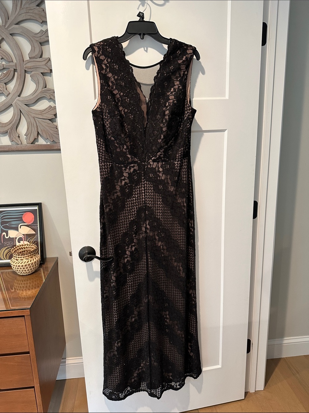 Black Lace V-Neck Maxi Dress